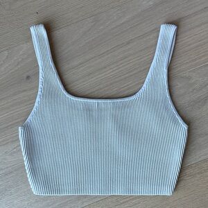 Babaton Ribbed Cream Crop Top